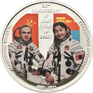 Mongolia / Five Hundred Togrog 2011 Joint Flight in Space - reverse photo