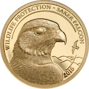 Mongolia / Gold Half Gram 2016 Saker Falcon - reverse photo