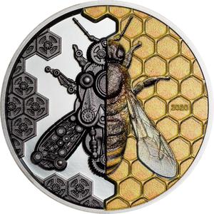 Mongolia / Silver Three Ounces 2020 Mechanical Bee - reverse photo