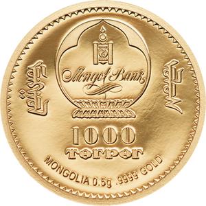 Mongolia / Gold Half Gram 2020 Evolution of Life - Diplocaulus - obverse photo