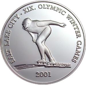 Mongolia / Five Hundred Togrog Silver 2001 Speed Skating - reverse photo