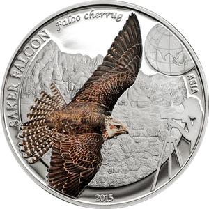 Mongolia / Silver Half Ounce 2015 Saker Falcon - reverse photo