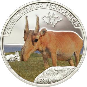 Mongolia / Five Hundred Togrog Silver 2011 Saiga Tatarica Mongolica - reverse photo