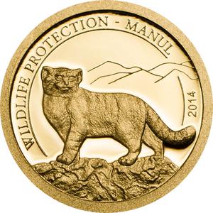 Mongolia / Gold Half Gram 2013 Manul - reverse photo
