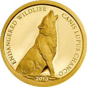 Mongolia / Gold Half Gram 2013 Canis Lupus Chanco - reverse photo