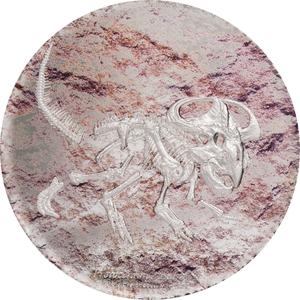 Mongolia / Silver Three Ounces 2019 Protoceratops Andrewsi - reverse photo