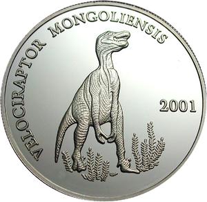 Mongolia / Five Hundred Togrog 2001 Velociraptor Mongolensis - reverse photo