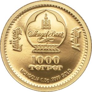 Mongolia / Gold Half Gram 2019 Evolution of Life - Sinraptor - obverse photo