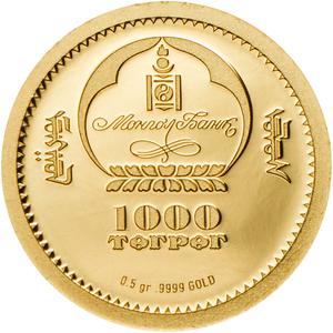 Mongolia / Gold Half Gram 2017 Martes Zibellina - obverse photo
