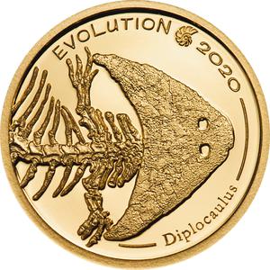 Mongolia / Gold Half Gram 2020 Evolution of Life - Diplocaulus - reverse photo