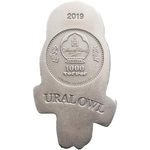 Mongolia / Silver Two Ounces 2019 Ural Owl Shape - obverse photo