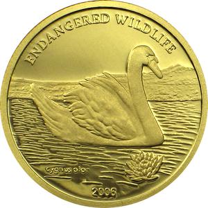 Mongolia / Gold Twenty-fifth Ounce 2006 Swan - reverse photo