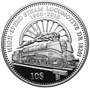 Nauru / Ten Dollars 2010 High-Speed Steam Locomotive - reverse photo