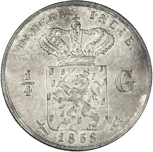 Netherlands East Indies / Quarter Gulden 1858 - obverse photo