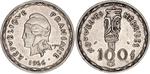 One Hundred Francs 1966: Photo Coin, New Hebrides, One Hundred Francs 1966 / thumbnail
