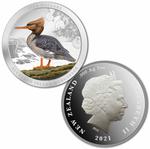 Silver Two Ounces 2021 Auckland Island Merganser: Photo 2021 New Zealand Annual Coin - Auckland Island Merganser Silver Proof Coin / thumbnail