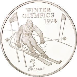 New Zealand / Five Dollars 1994 Winter Olympics - obverse photo