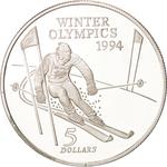 Five Dollars 1994 Winter Olympics: Photo Coin, New Zealand, Five Dollars 1994 Winter Olympics / thumbnail