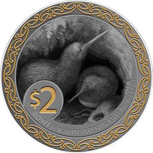 New Zealand / Silver Two Ounces 2025 Rowi Kiwi - reverse photo
