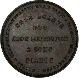 New Zealand / Penny Token Brinsmead Pianos - reverse photo