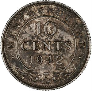 Newfoundland / Ten Cents 1942 - reverse photo