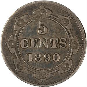 Newfoundland / Five Cents 1890 - reverse photo