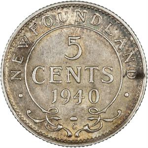 Newfoundland / Five Cents 1940 - reverse photo