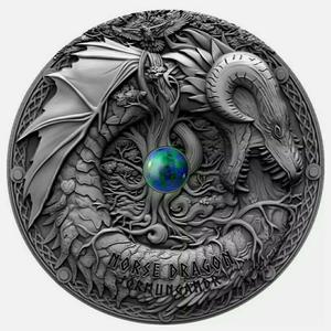 Niue / Silver Two Ounces 2019 Norse Dragon - reverse photo