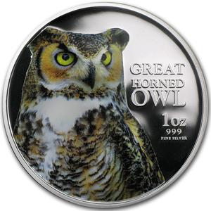 Niue / Silver Ounce 2013 Great Horned Owl - reverse photo