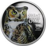 Silver Ounce 2013 Great Horned Owl: Photo 2013 Niue 1 oz Silver $2 Great Horned Owl Proof / thumbnail