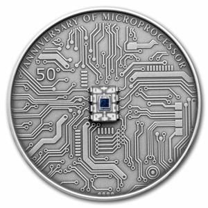 Niue / Silver Two Ounces 2021 Microchip 50th Anniversary - reverse photo