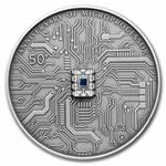 Silver Two Ounces 2021 Microchip 50th Anniversary: Photo 2021 Niue 2 oz Silver Antique Microchip 50th Anniversary Coin / thumbnail