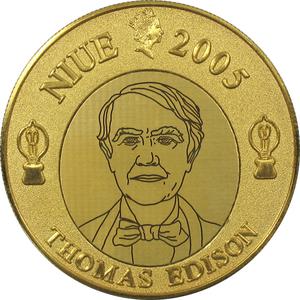Niue / Gold Ounce 2005 Thomas Edison - Electric Bulb - obverse photo