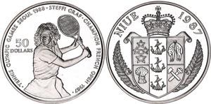Niue / Fifty Dollars Silver 1987 Steffi Graf - obverse photo
