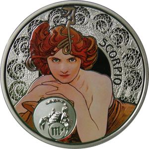 Niue / Silver Ounce 2011 Mucha - Scorpio - reverse photo