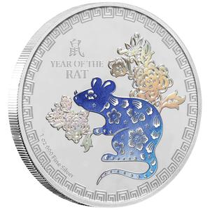 Niue / Silver Ounce 2020 Year of the Rat, Coloured - reverse photo