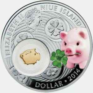 Niue / Silver Half Ounce 2014 Piggy - reverse photo