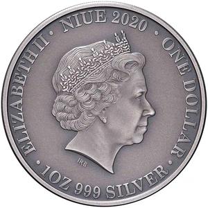 Niue / Silver Ounce 2020 Wildlife Up Close - Frilled Neck Lizard - obverse photo
