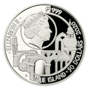 Niue / Platinum Ounce 2020 UNESCO - Holy Trinity Column - obverse photo