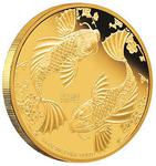 Gold Quarter Ounce 2014 Feng Shui - Koi Fish: Photo Coin, Niue, Gold Quarter Ounce 2014 Feng Shui - Koi Fish / thumbnail