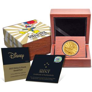 Niue / Gold Quarter Ounce 2019 Retro Carnival - Donald Duck - obverse photo