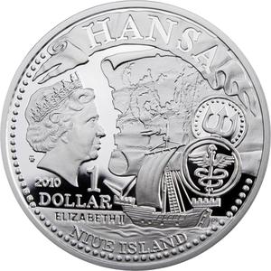 Niue / Silver Ounce 2010 Hanseatic Towns - Słupsk - obverse photo