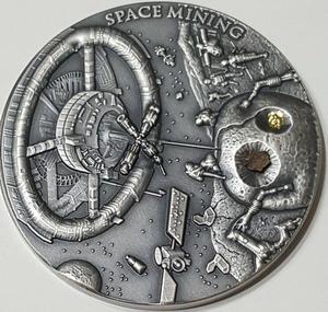 Niue / Silver Ounce 2018 Space Mining - Chondrite Meteorite - reverse photo