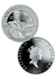 Niue / Silver Ounce 2015 Lincoln Memorial - reverse photo