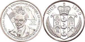 Niue / Silver Ounce 1990 General Dwight Eisenhower - reverse photo