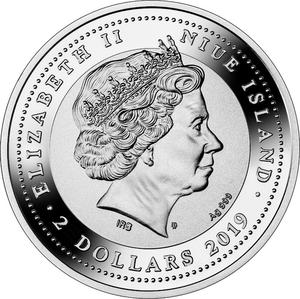 Niue / Silver Ounce 2019 Majestic Blue Peafowl - obverse photo