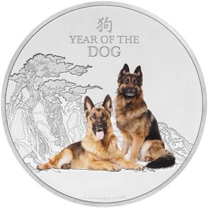 Niue / Silver Ounce 2018 Year of the Dog, Coloured - reverse photo