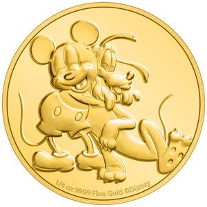 Niue / Gold Quarter Ounce 2020 Pluto and Mickey - obverse photo