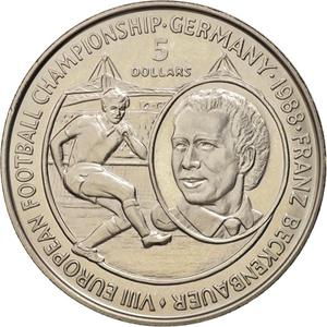 Niue / Five Dollars 1988 Franz Beckenbauer - reverse photo