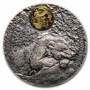 Niue / Silver Two Ounces 2023 Wildlife In the Moonlight - Brown Bear - reverse photo